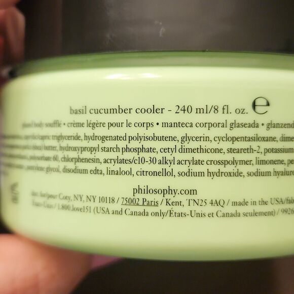 Philosophy Glazed Body Souffle in "Basil Cucumber Cooler" 8oz NEW - Picture 4 of 6